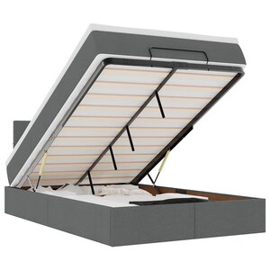 vidaXL Lit ottoman avec matelas et LED gris foncé 120x200 cm tissu