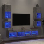 vidaXL Unités murales TV avec LED 8 Pièces gris béton bois d'ingénierie