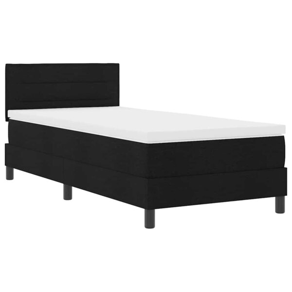 vidaXL Lit à ressorts avec matelas Noir 100x200 cm Tissu