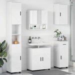 vidaXL Ensemble de mobilier de salle de bain 5 Pièces Blanc brillant
