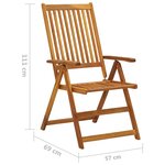 vidaXL Chaises pliables de jardin lot de 6 avec coussins Bois d'acacia
