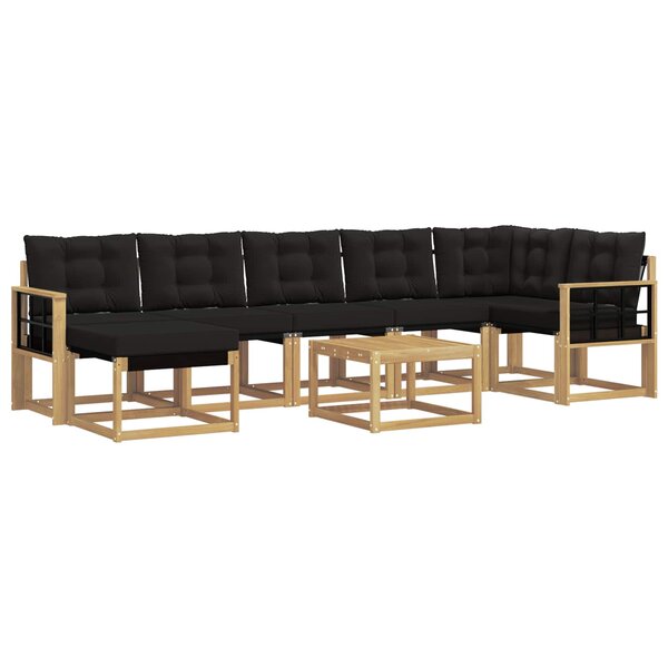 vidaXL Ensemble de canapés d'extérieur 8 Pièces Blanc et noir