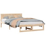 vidaXL Cadre de lit avec tête de lit Naturel 120 x 200 cm Pin massif