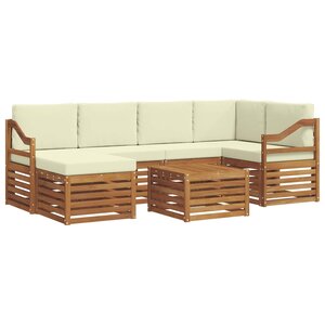 vidaXL Ensemble de canapé d'angle avec coussin 7 Pièces Naturel et Crème