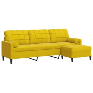 vidaXL Canapé à 3 places avec repose-pied jaune 210 cm velours