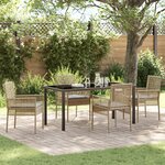 vidaXL Ensemble de Salle à Manger de Jardin 5 Pièces avec Coussins Beige Poly Rattan