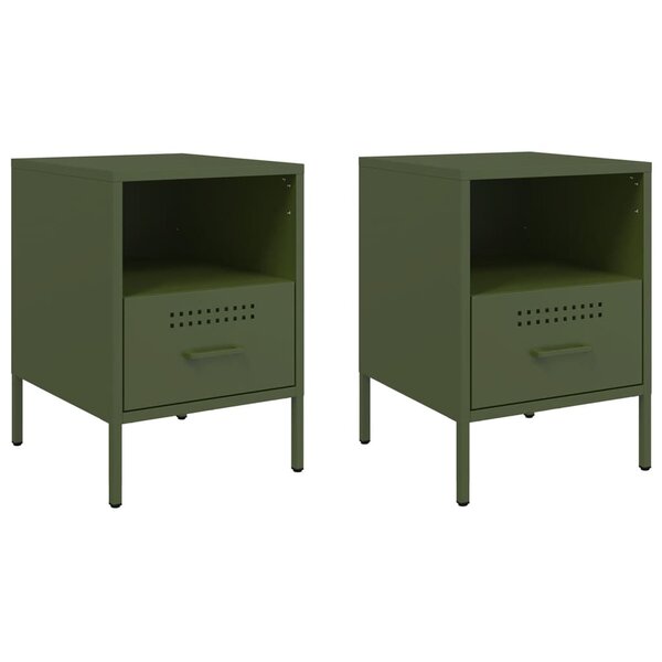 vidaXL Tables de chevet 2 Pièces vert olive 36x39x50 5 cm