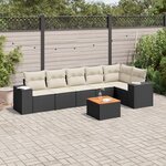 vidaXL Salon de jardin 7 Pièces avec coussins noir résine tressée