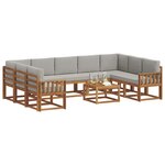vidaXL Ensemble de canapés d'extérieur 10 pc Gris Naturel et Clair