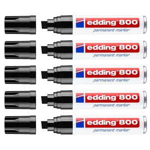 Marqueur Permanent 800 Noir Pointe Biseautée Large 4-12 mm x 5 EDDING