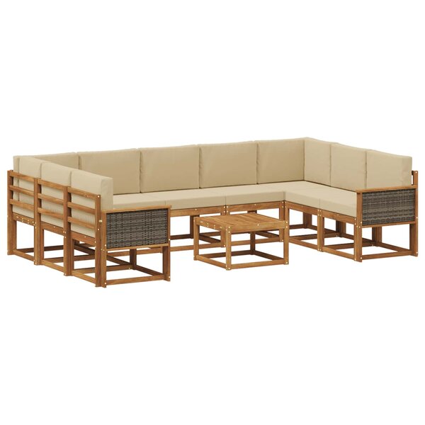 vidaXL Ensemble de canapés d'extérieur 10 pc Naturel et Beige