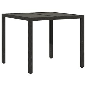vidaXL Table de jardin dessus en verre Noir 90x90x75 cm Résine tressée
