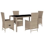 vidaXL Ensemble à manger de jardin avec coussins 5Pièces Beige poly rotin