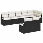 vidaXL Ensemble de canapé de jardin avec coussin 8 Pièces Noir  Crème