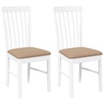 vidaXL Chaises à manger coussins 2 Pièces blanc bois massif caoutchouc
