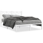 vidaXL Cadre de lit métal avec tête de lit blanc 140x200 cm