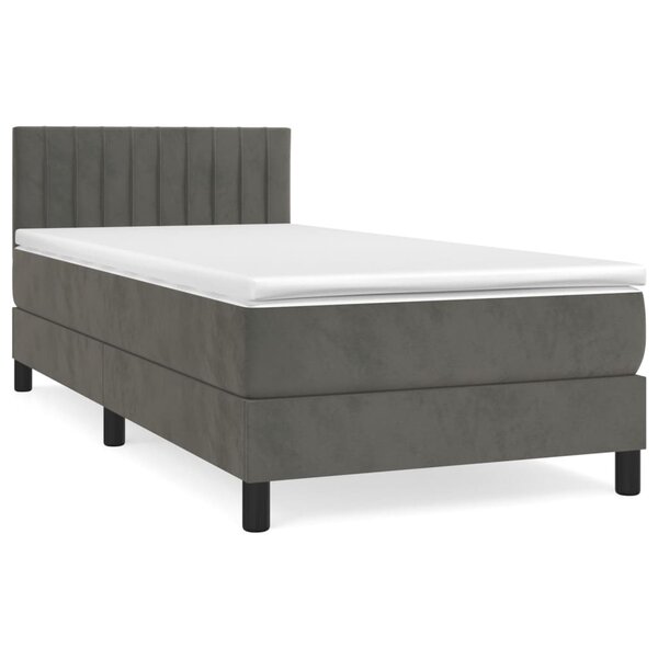 vidaXL Sommier à lattes de lit et matelas Gris foncé 90x200 cm Velours