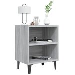 vidaXL Table de chevet avec pieds en métal Sonoma gris 40x30x50 cm