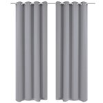 vidaXL Rideau occultant 2 Pièces avec œillets métalliques 135x175 cm Gris