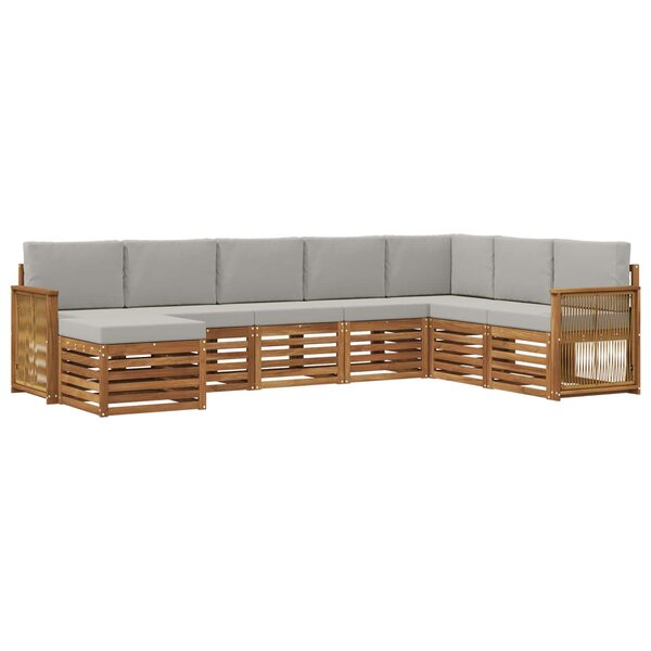 vidaXL Ensemble de canapés d'extérieur 6 pc Naturel et gris clair