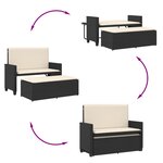vidaXL Banc de jardin avec coussins et repose-pied noir résine tressée