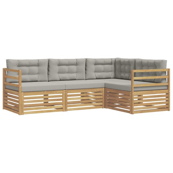 vidaXL Ensemble de canapés d'extérieur 4 pc Blanc et gris clair
