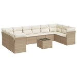 vidaXL Salon de jardin 11 Pièces avec coussins beige résine tressée