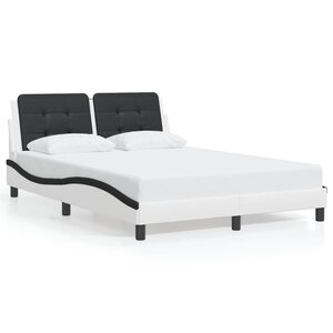 vidaXL Cadre de lit sans matelas Zadar blanc et noir 140x190 cm similicuir