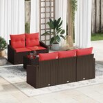 vidaXL Ensemble de Canapés 6 Pièces Marron et rouge polyrotin