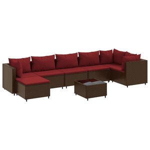 vidaXL Salon de jardin avec coussins 8 Pièces marron résine tressée