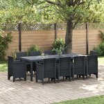 vidaXL Set de salle à manger de jardin de 11 pièces Anthracite Poly Rattan