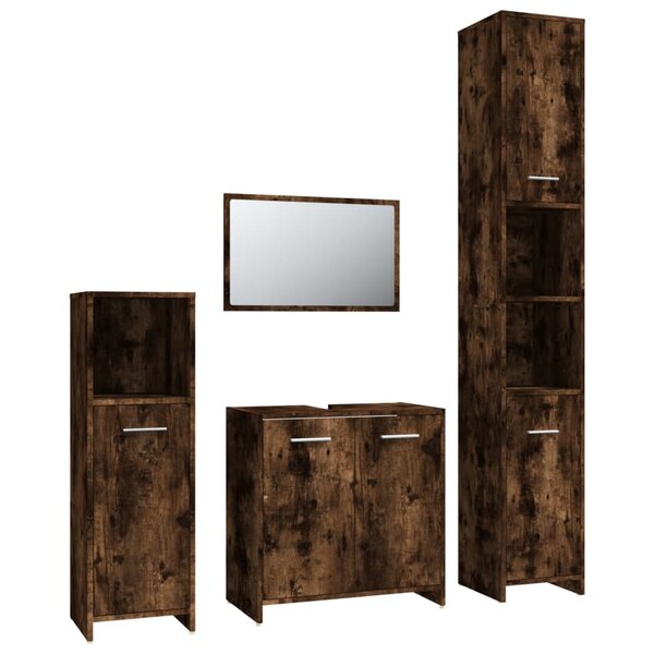 vidaXL Ensemble de meubles de salle de bain 4 Pièces Chêne fumé Bois