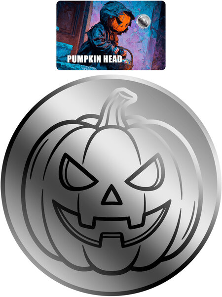 Monnaie PUMPKIN HEAD 1/500 Oz Platine 25$ Liberia 2026 (PRÉCOMMANDE)