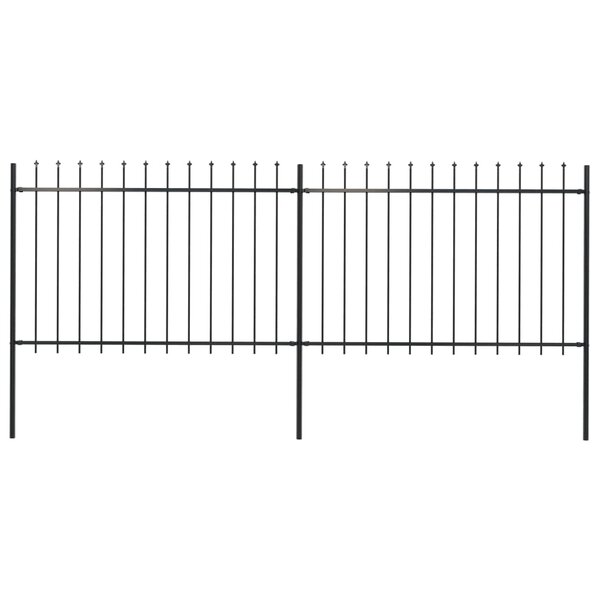 vidaXL Clôture de jardin avec dessus en lance Acier 3 4x1 2 m Noir