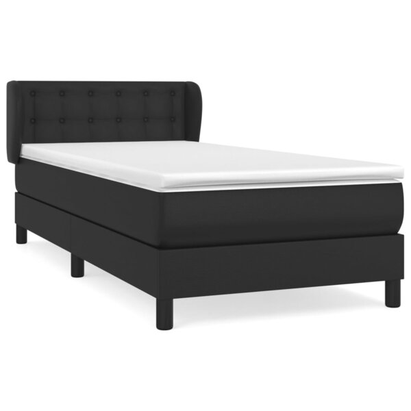 vidaXL Sommier à lattes de lit avec matelas Noir 90x190 cm Similicuir