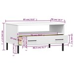 vidaXL Table basse avec pieds en métal Blanc 85x50x45 cm Bois OSLO