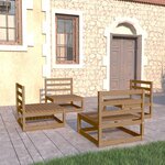 vidaXL Salon de jardin 4 Pièces marron miel bois de pin massif