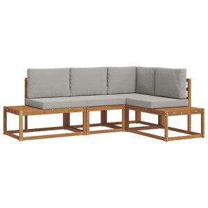 vidaXL 4 pc Ensemble de canapés d'extérieur Gris Naturel et Clair