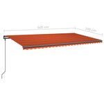 vidaXL Auvent manuel rétractable avec poteaux 6x3 m Orange et marron