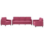 vidaXL Ensemble de canapés 3 Pièces rouge bordeaux velours