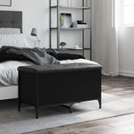 vidaXL Banc de rangement noir 82x42x45 cm bois d'ingénierie