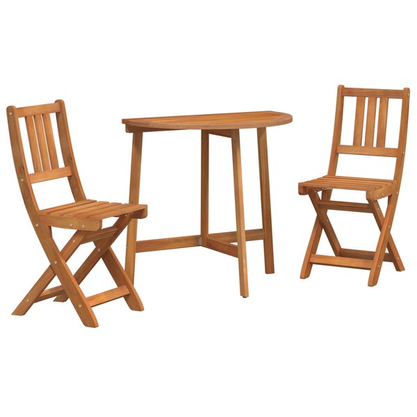 Ensemble Bistro Jardin Pliable 3 Pièces Bois Massif Acacia vidaXL