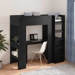 vidaXL Cadre de lit superposé avec bureau Chêne noir 75 x 190 cm