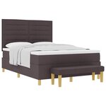 vidaXL Lit à ressorts avec tête de lit Marron foncé 190 x 140 cm tissu