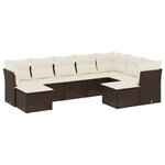 vidaXL Salon de jardin avec coussins 9 Pièces marron résine tressée