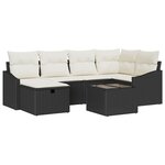 vidaXL Ensemble de canapé de jardin 7 Pièces Noir 55 x 62 x 69 cm