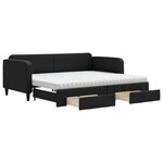 vidaXL Lit de jour avec gigogne et tiroirs noir 90x200 cm tissu