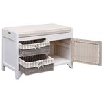 Banc banquette d'entrée 70 x 33 5 x 45 cm bois de paulownia blanc 02_0010962