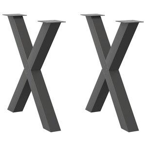 vidaXL Pieds de table à manger en forme de X 2 pièces anthracite 80 x (72-73) cm acier