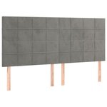 vidaXL Têtes de lit 4 Pièces Gris clair 100x5x78/88 cm Velours